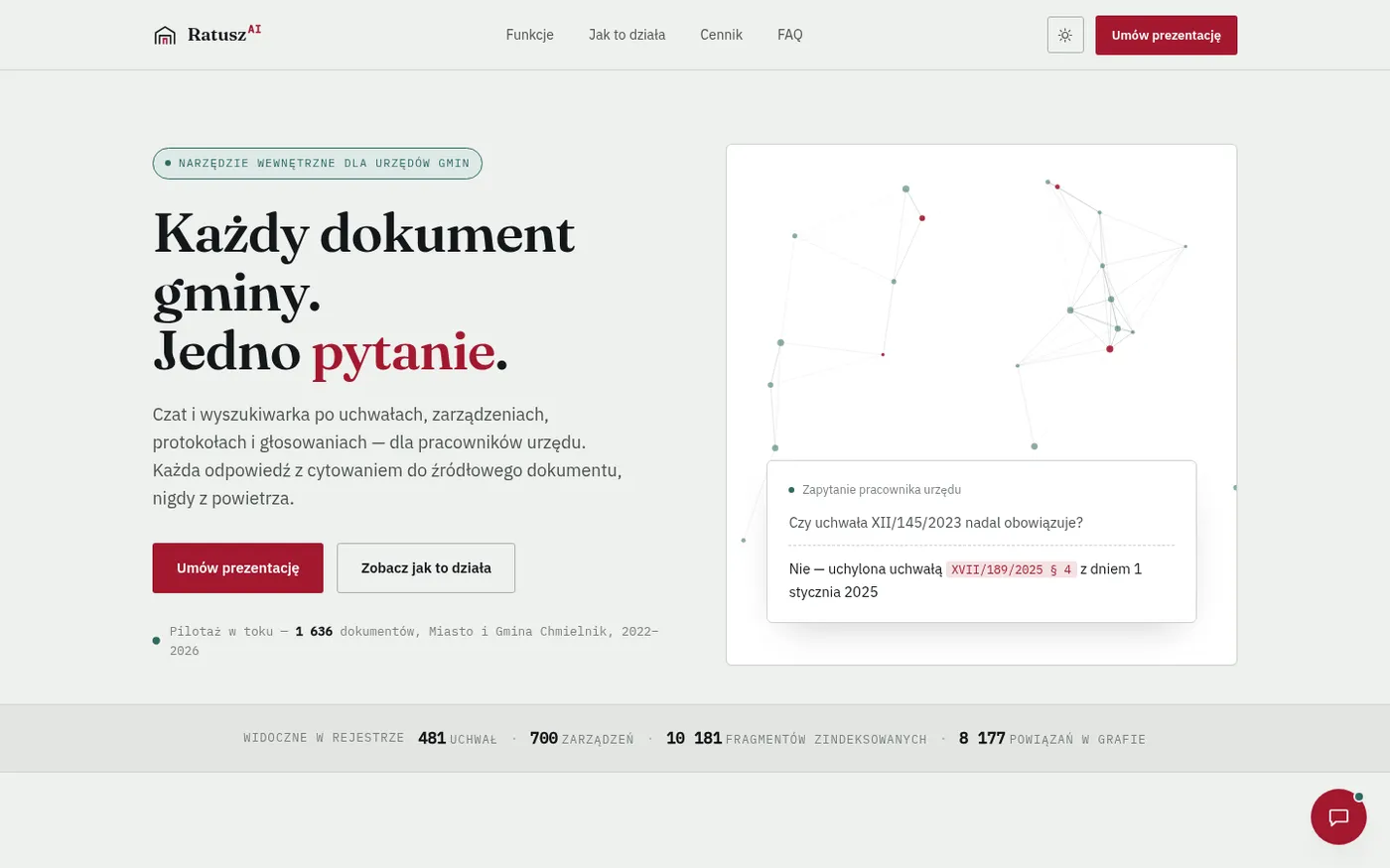 Ratusz AI website home page